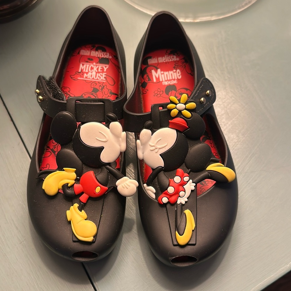 Mini Melissa Micky & Minnie Mouse Shoes Little Girls Sz. 11 Excellent Condition